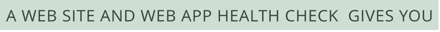 A WEB SITE AND WEB APP HEALTH CHECK  GIVES YOU